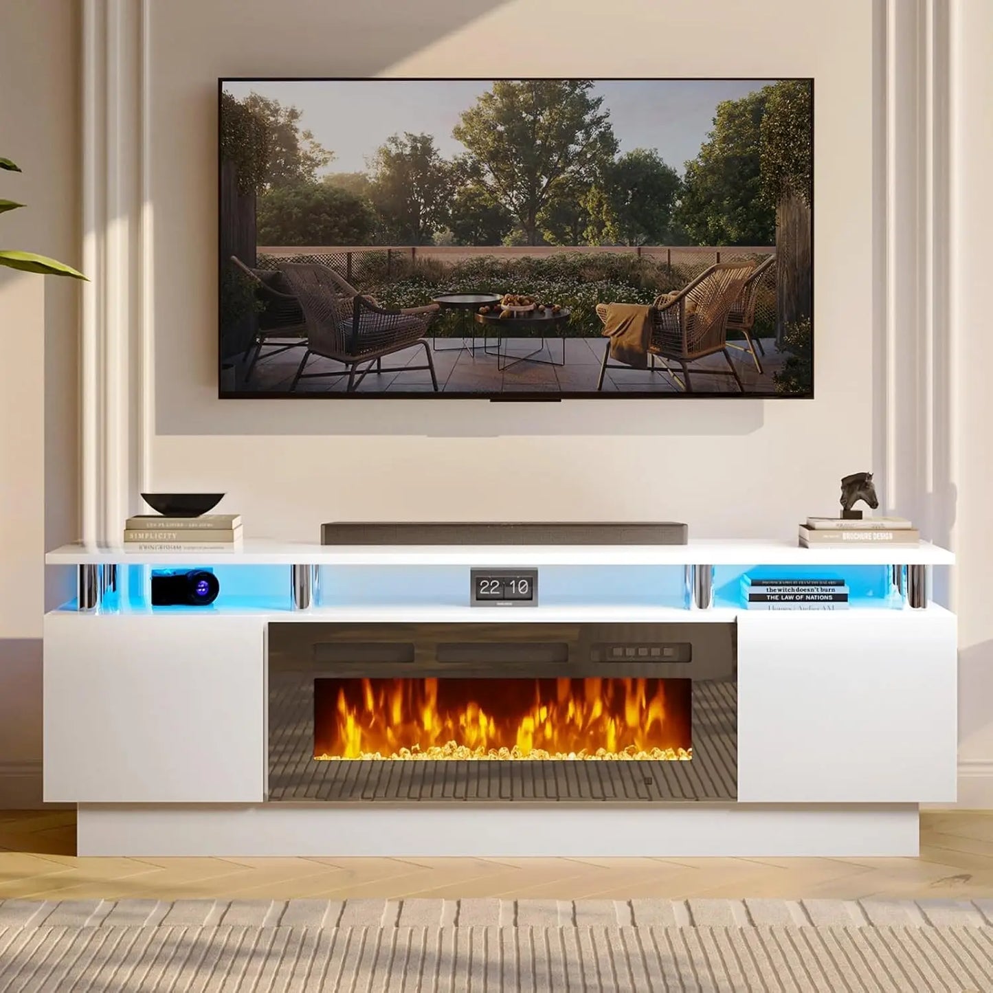Modern Electric Fireplace TV Cabinet in Black