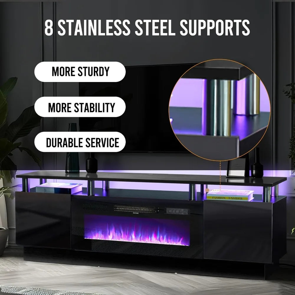 Modern Electric Fireplace TV Cabinet in Black