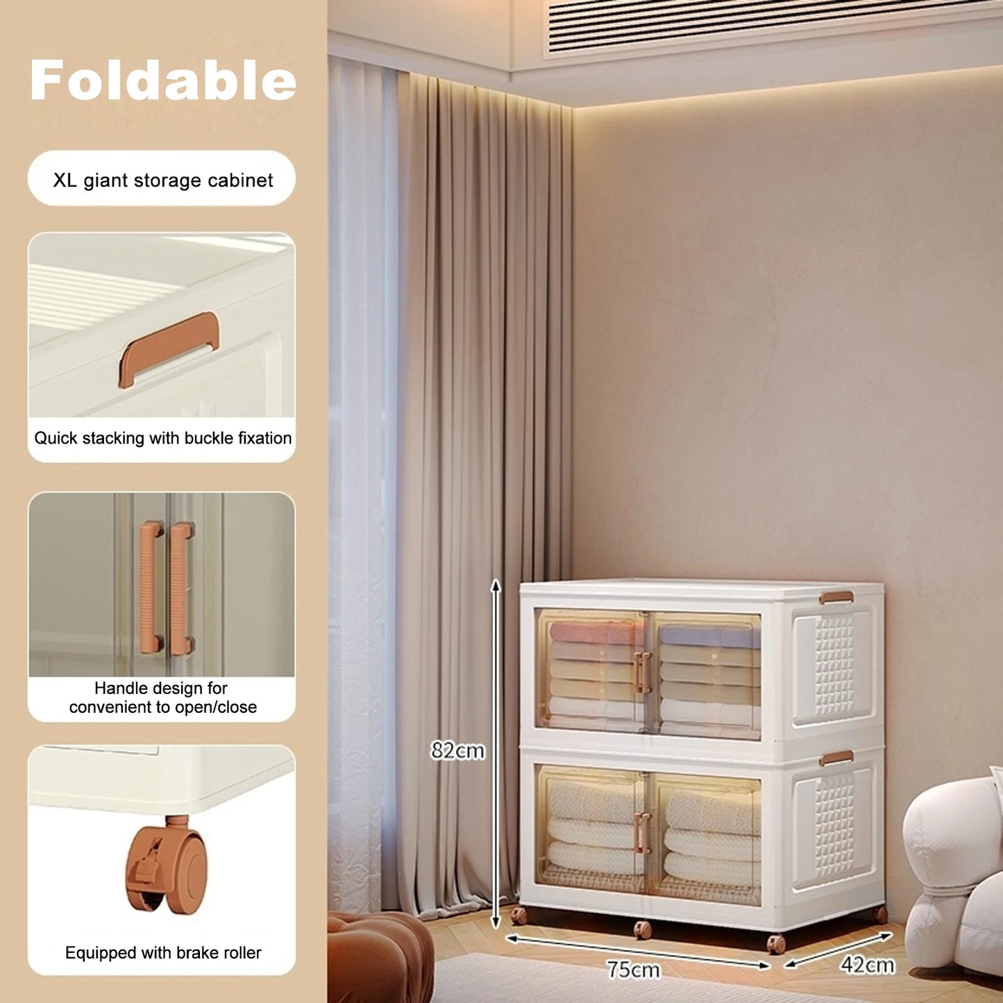 Foldable Storage Box Cabinet 29 1/2 x 16 1/2 Inch