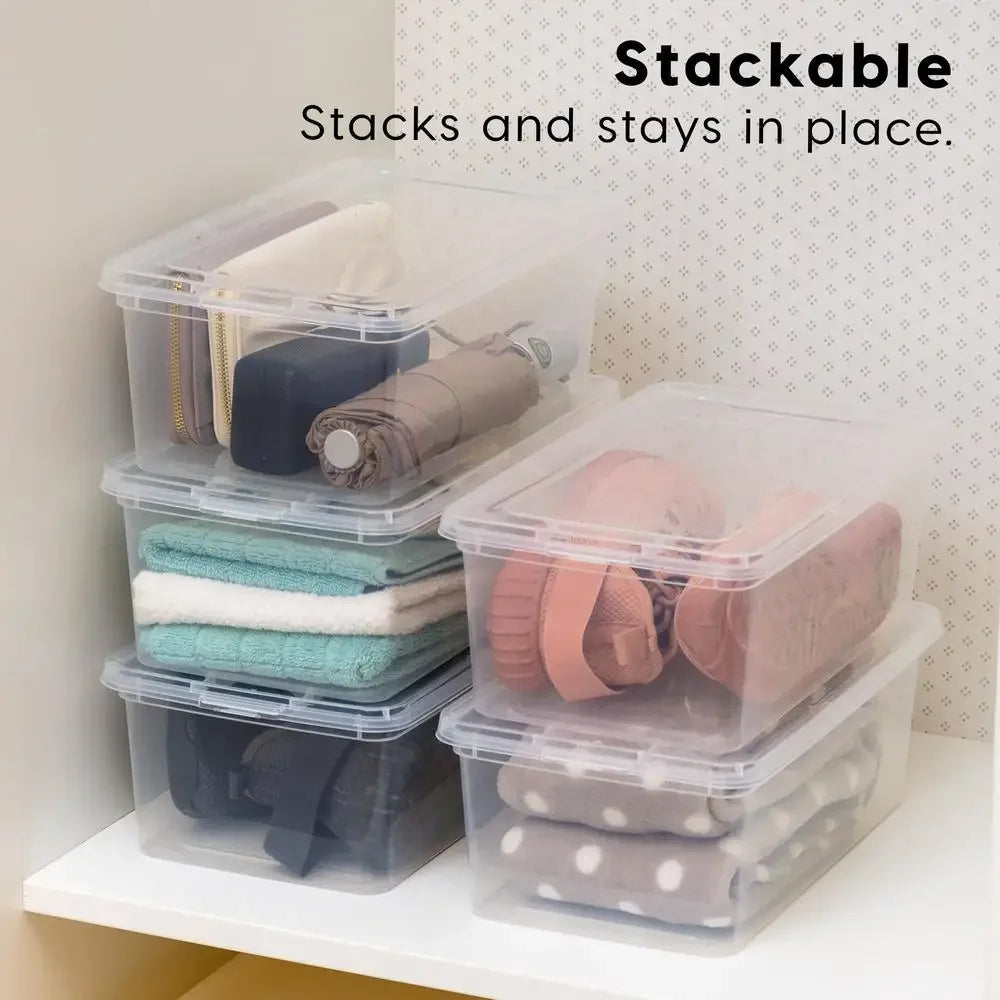 20 Pack Clear Stackable Totes 5 Qt Plastic Storage Bins