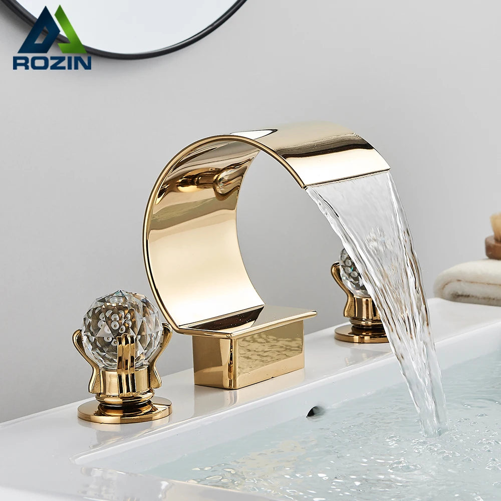 Golden Waterfall Basin Faucet