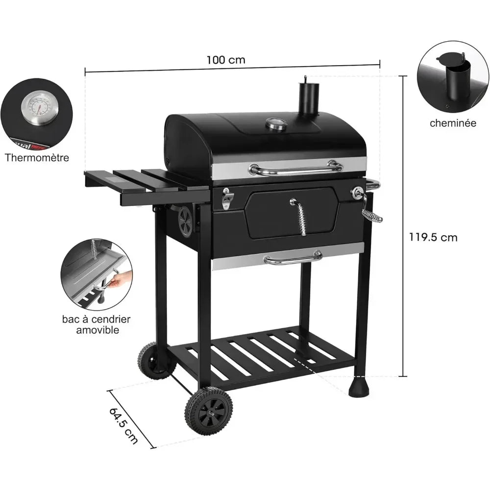 Grill 24-Inch Charcoal with Foldable Side Table