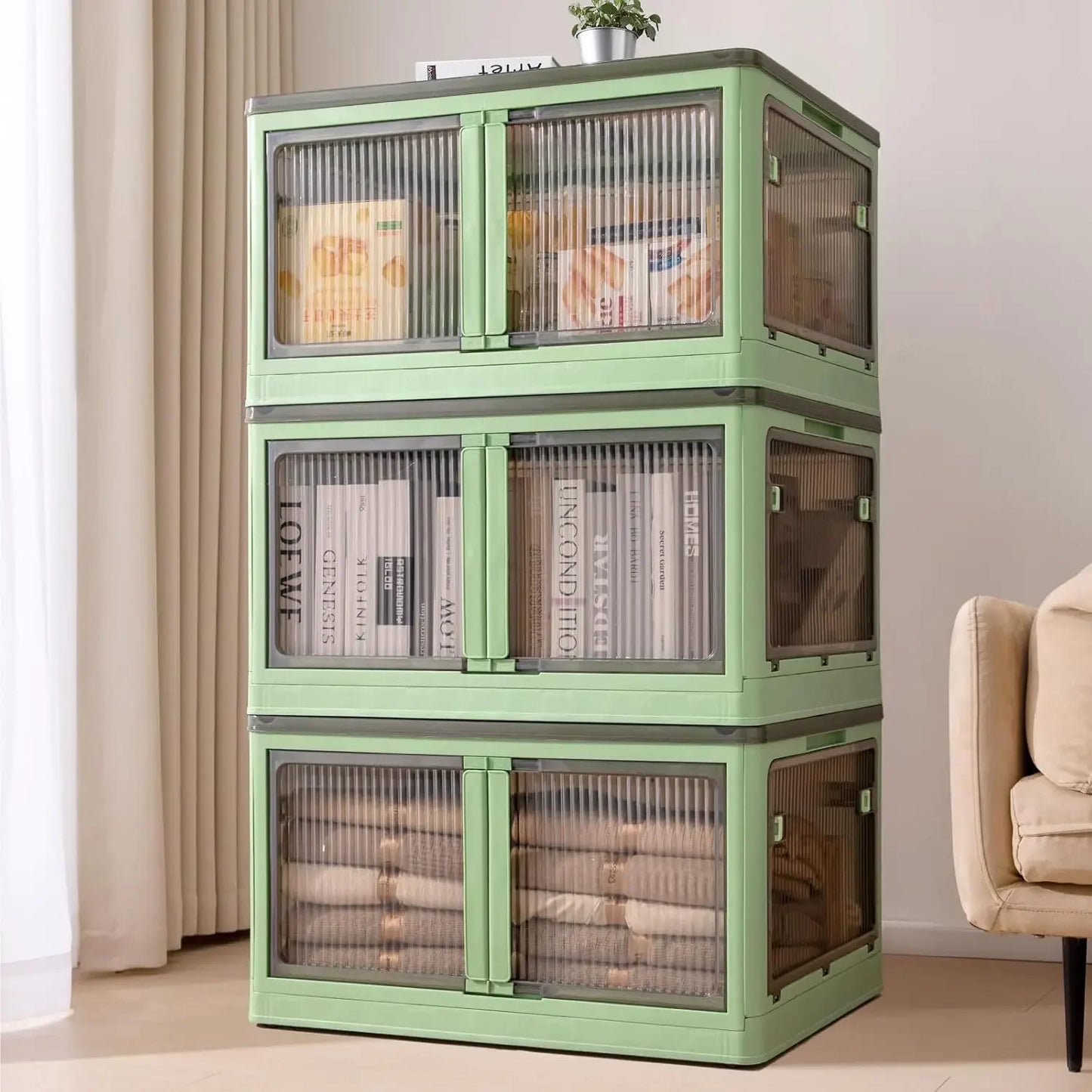 Stackable Storage Bins with Lids and Wheels