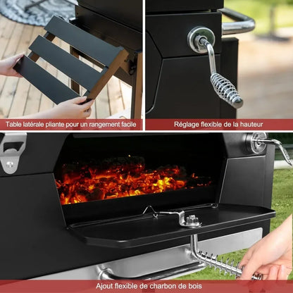 Grill 24-Inch Charcoal with Foldable Side Table