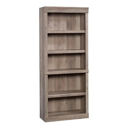 5-Shelf Adjustable Rustic Gray Bookcase