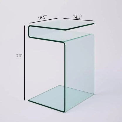 Glass S-Shaped Nightstand or End Table