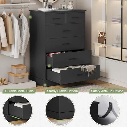 Hasuit Black Dresser for Bedroom