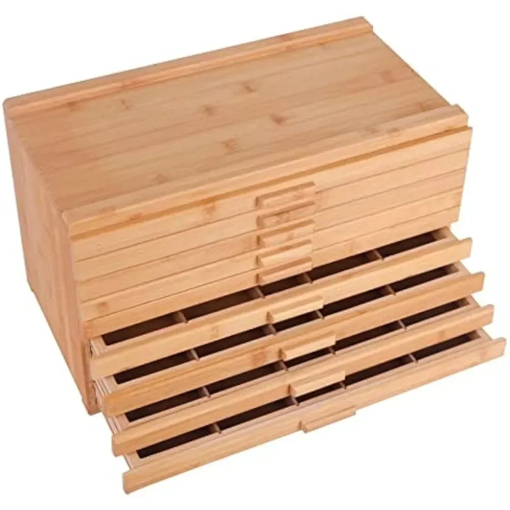 Large Capacity Bamboo-Wood Artist Supply Storage Box