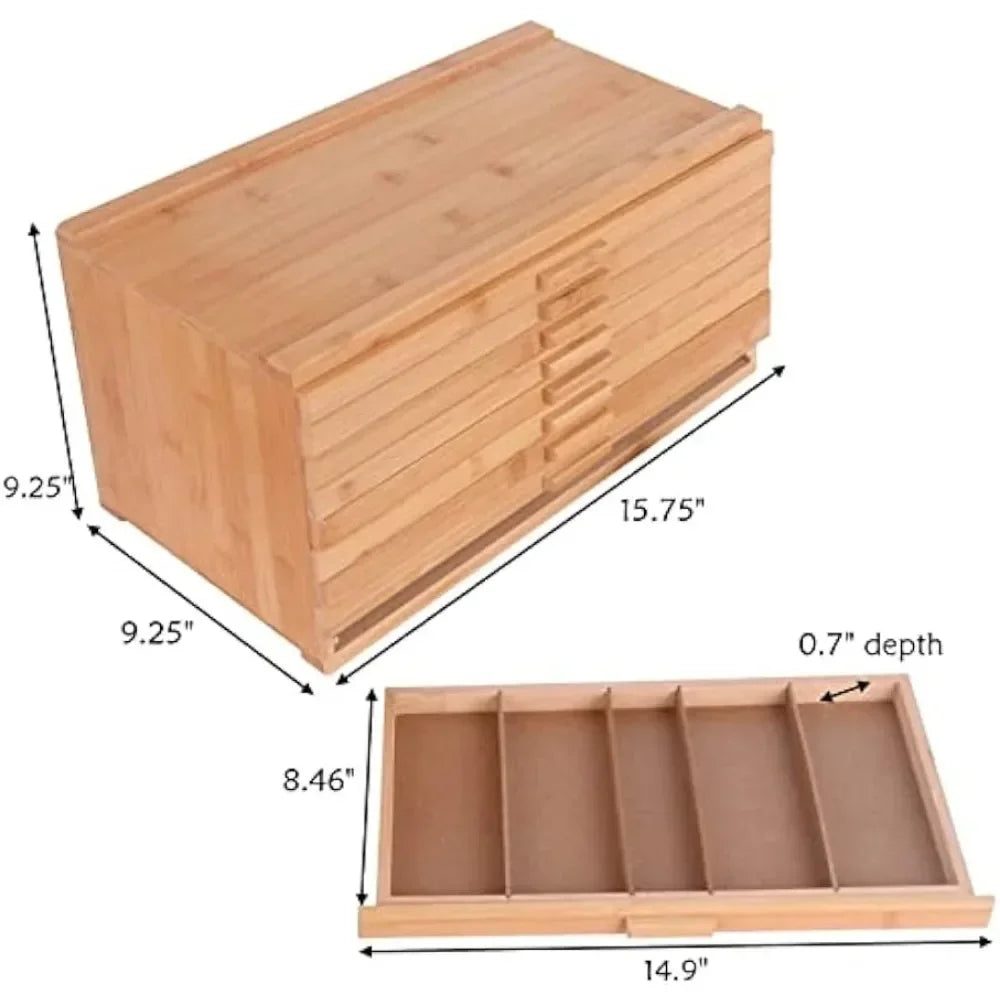 Large Capacity Bamboo-Wood Artist Supply Storage Box