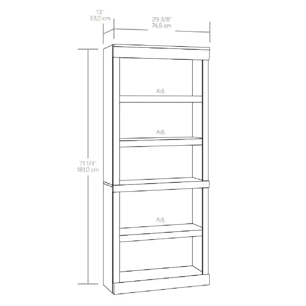 5-Shelf Adjustable Rustic Gray Bookcase