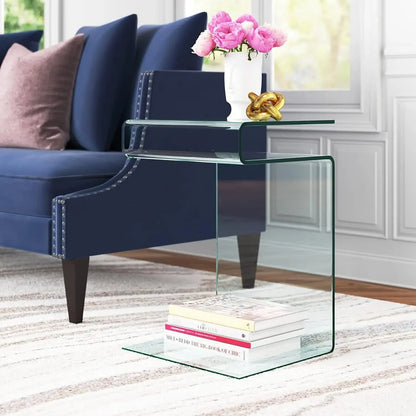 Glass S-Shaped Nightstand or End Table