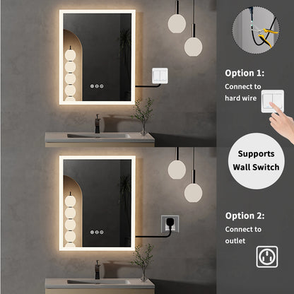 16x20 LED Lighted Bathroom Mirror with Anti-Fog