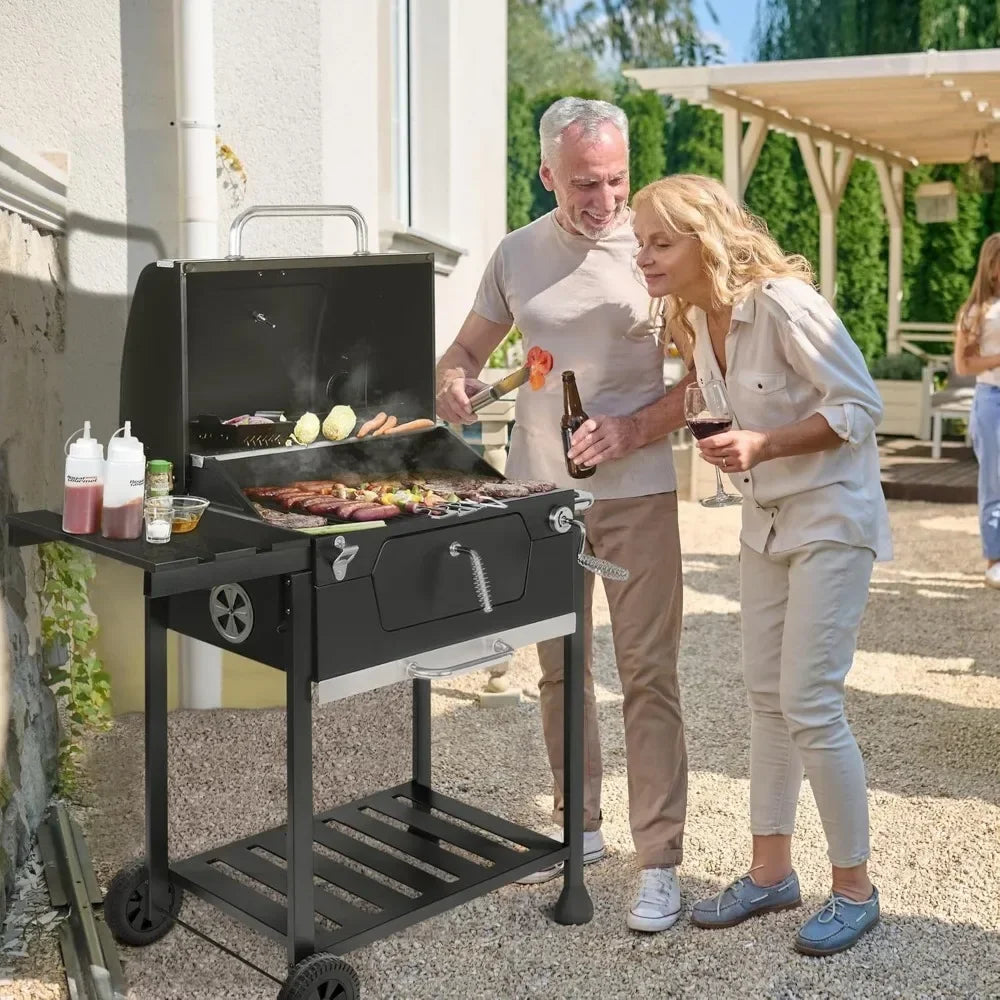 Grill 24-Inch Charcoal with Foldable Side Table