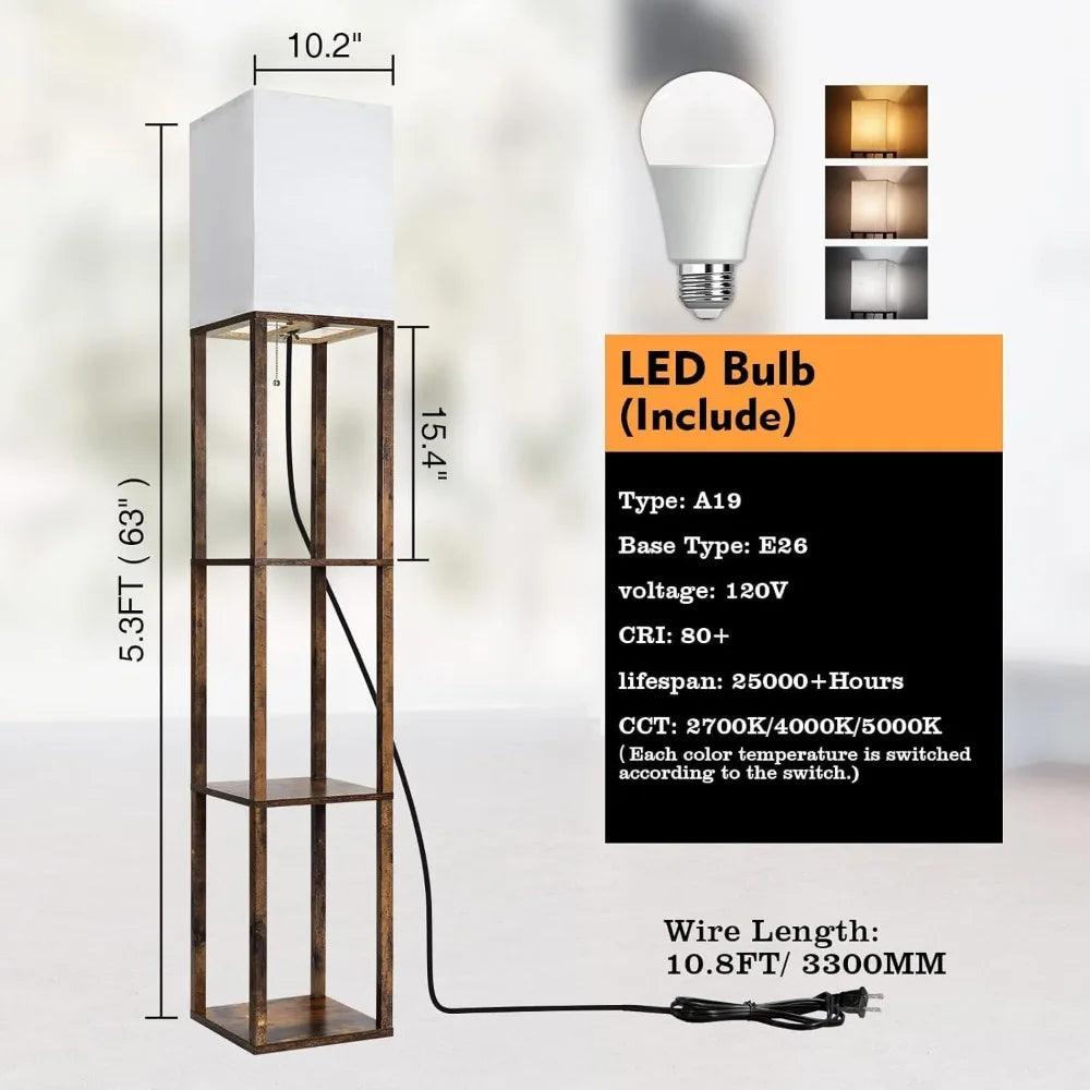 Modern Standing Shelf 3 Bulb LED Light