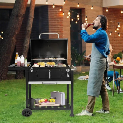 Grill 24-Inch Charcoal with Foldable Side Table