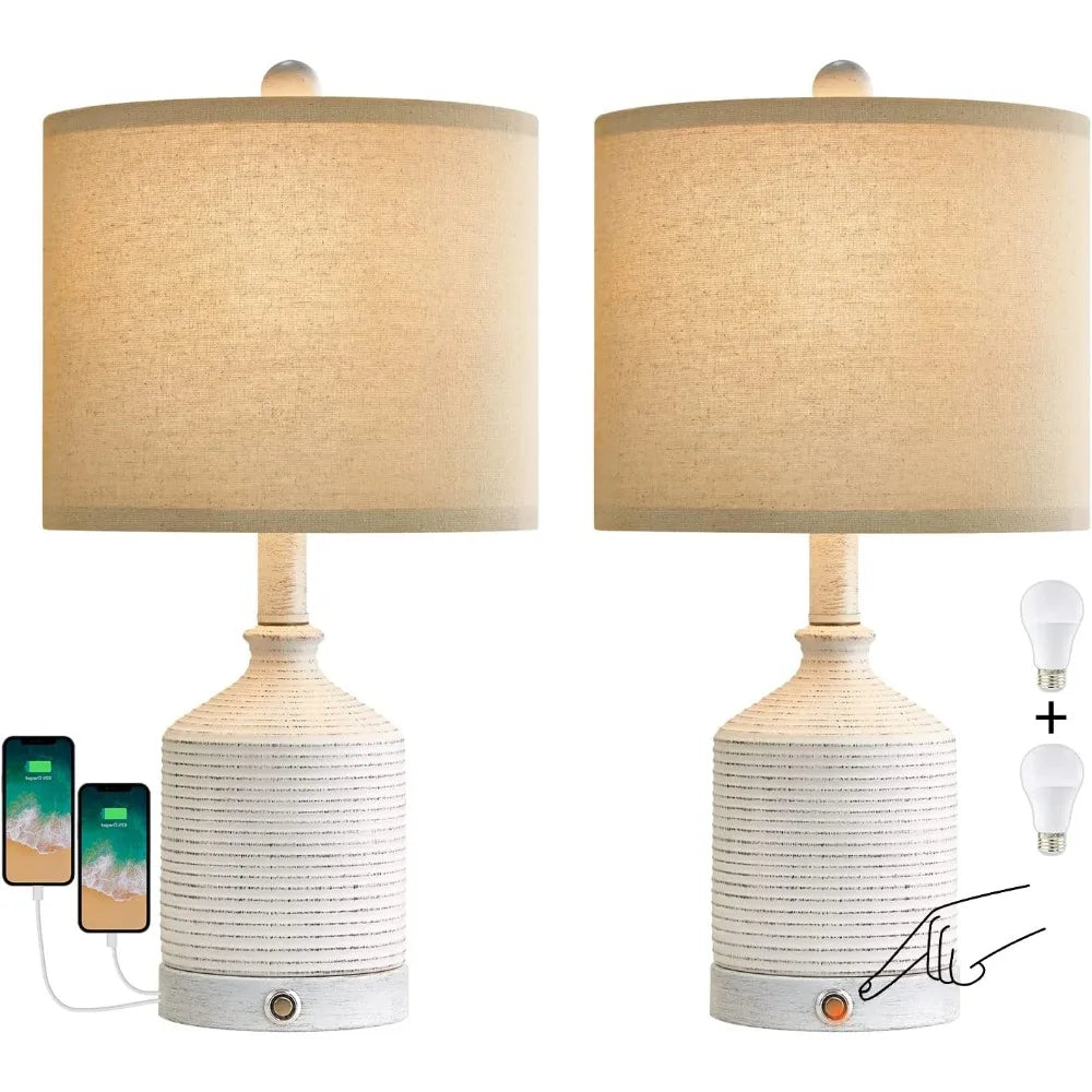 PoKat 20" Farmhouse 3-Way Touch Ceramic Table Lamp