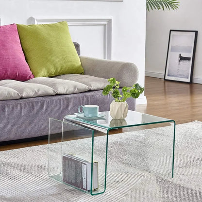 Glass S-Shaped Nightstand or End Table