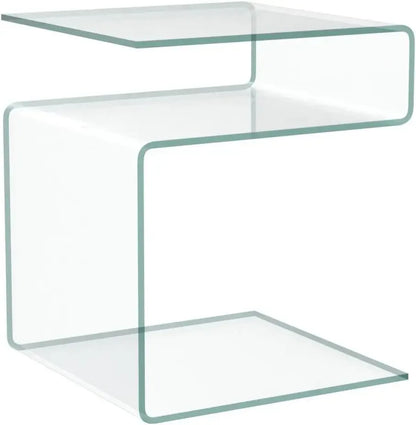 Glass S-Shaped Nightstand or End Table