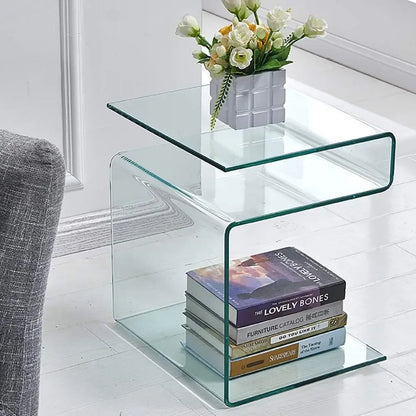 Glass S-Shaped Nightstand or End Table