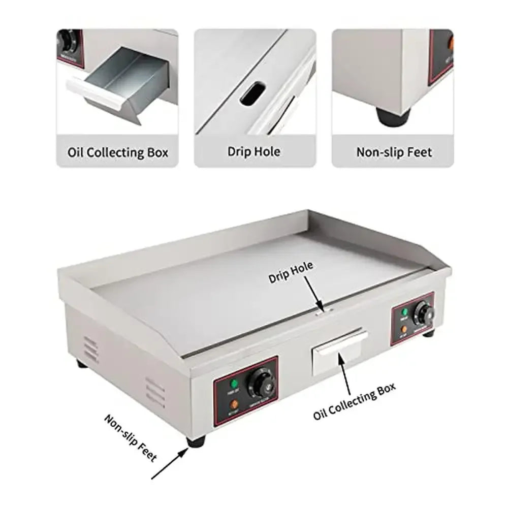 Electric Griddle Flat Top Grill with Thermal Control