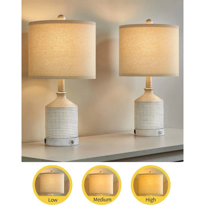 PoKat 20" Farmhouse 3-Way Touch Ceramic Table Lamp