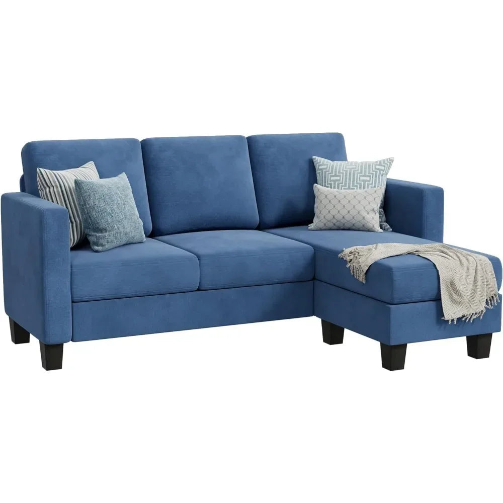 Convertible L-Shaped Sectional Couch with Linen Fabric