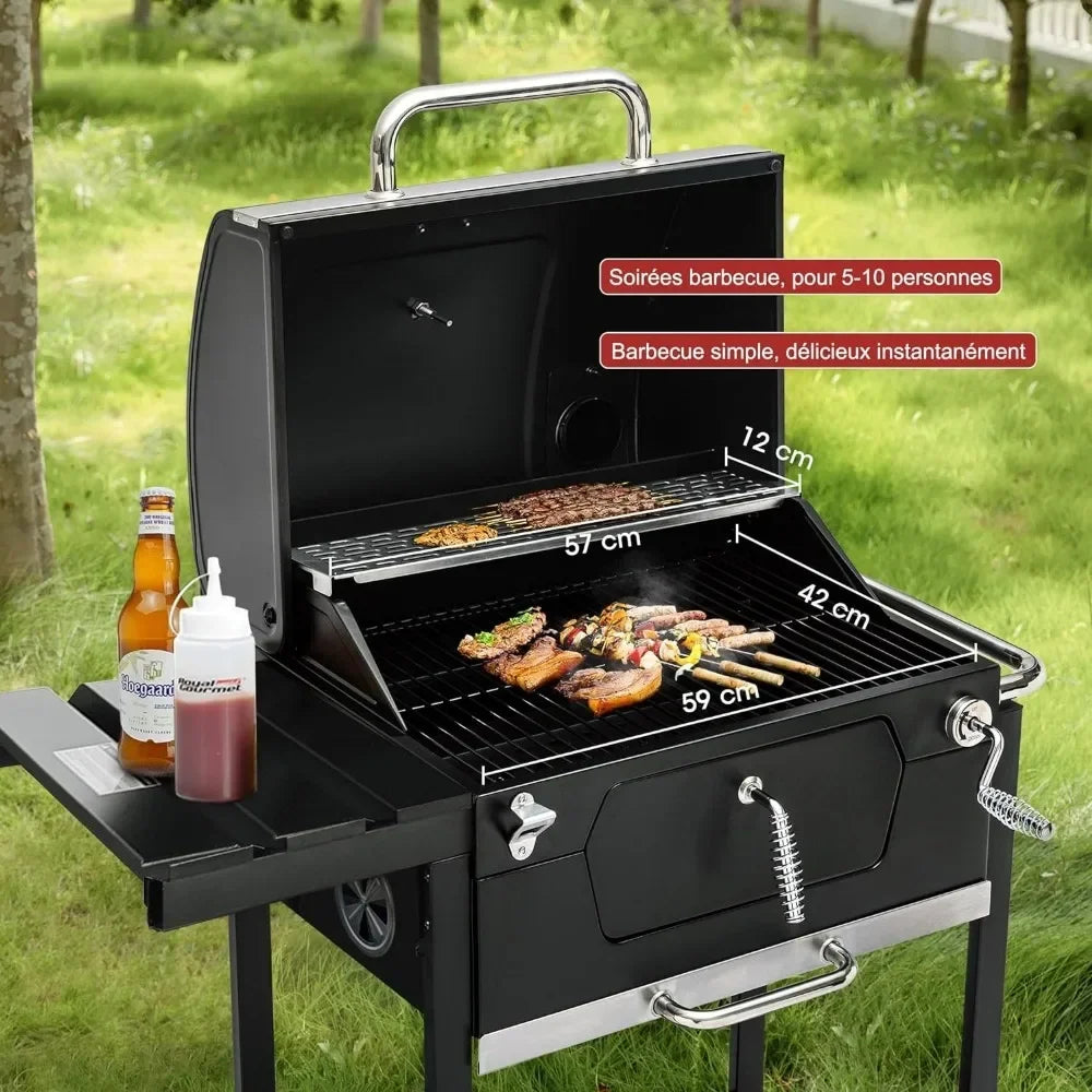 Grill 24-Inch Charcoal with Foldable Side Table